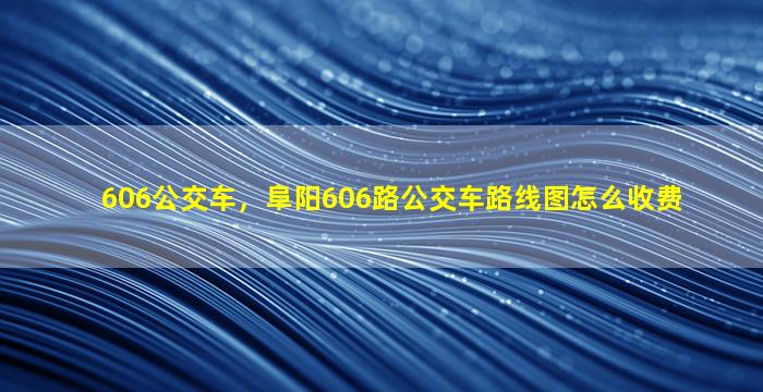 606公交车，阜阳606路公交车路线图怎么收费