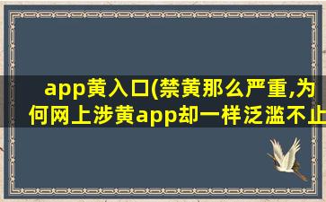 app黄入口(禁黄那么严重,为何网上涉黄app却一样泛滥不止呢)插图