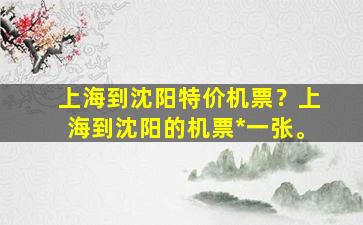 上海到沈阳特价机票？上海到沈阳的机票*一张。插图