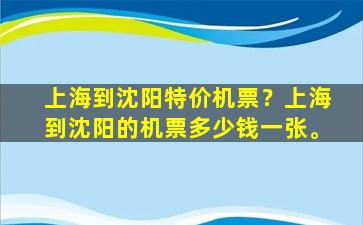 上海到沈阳特价机票？上海到沈阳的机票*一张。