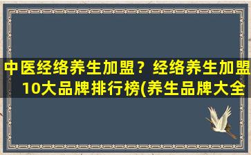 中医经络养生加盟？经络养生加盟10大品牌排行榜(养生品牌大全养生加盟店排行榜)