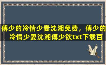 傅少的冷情少妻沈湘免费，傅少的冷情少妻沈湘傅少钦txt下载百度网盘插图