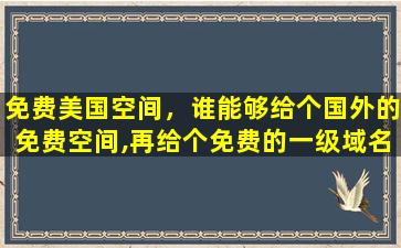 免费美国空间，谁能够给个国外的免费空间,再给个免费的一级域名注册地址插图