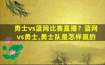 勇士vs篮网比赛直播？篮网vs勇士,勇士队是怎样赢的插图