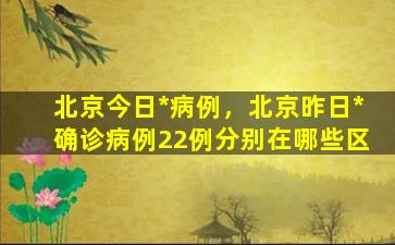 北京今日*病例，北京昨日*确诊病例22例分别在哪些区