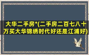 大华二手房*(二手房二百七八十万买大华锦绣时代好还是江浦好)插图