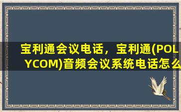 宝利通会议电话，宝利通(POLYCOM)音频会议系统电话怎么用插图