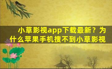 小草影视app下载最新？为什么苹果手机搜不到小草影视