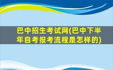 巴中招生考试网(巴中下半年自考报考流程是怎样的)