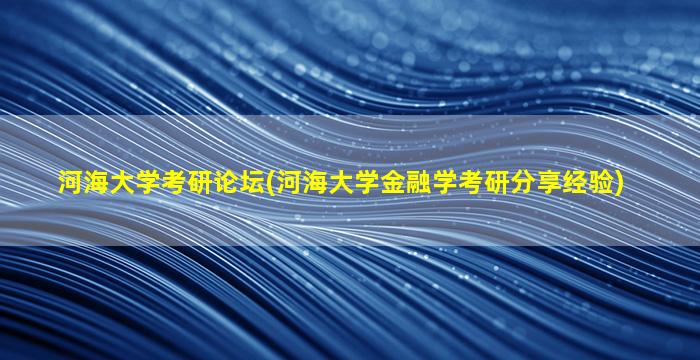 河海大学考研论坛(河海大学金融学考研分享经验)