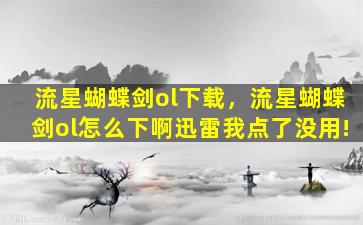 流星蝴蝶剑ol下载，流星蝴蝶剑ol怎么下啊迅雷我点了没用!