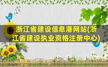 浙江省建设信息港网站(浙江省建设执业资格注册中心)