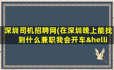 深圳司机招聘网(在深圳晚上能找到什么兼职我会开车……)