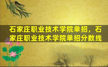 石家庄职业技术学院单招，石家庄职业技术学院单招分数线插图