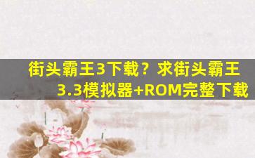 街头霸王3下载？求街头霸王3.3模拟器+ROM完整下载