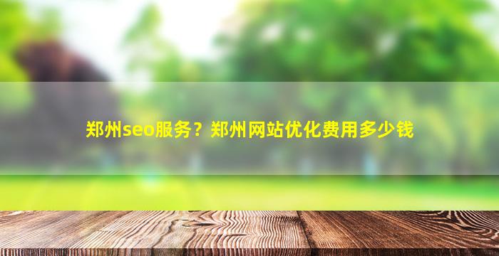 郑州seo服务？郑州网站优化费用*