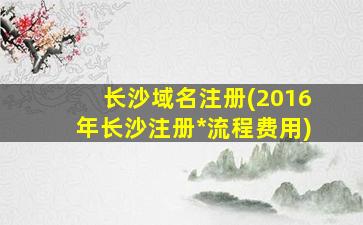 长沙域名注册(2016年长沙注册*流程费用)