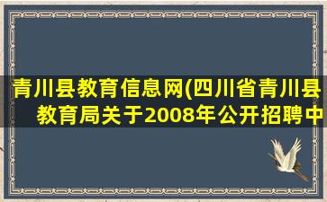 青川县教育信息网(四川省青川县教育局关于2008年公开招聘中小学教师的公告)